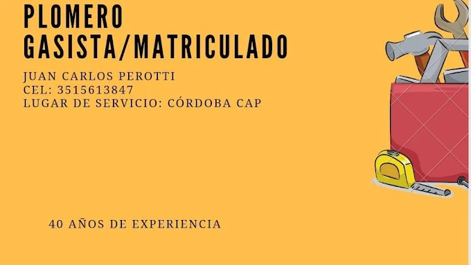 Gasista y Plomero Matriculado en Córdoba