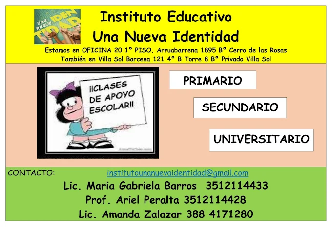 Instituto Una Nueva Identidad | Apoyo Escolar
