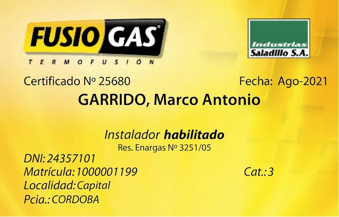 Electricista y Gasista Matriculado ERSEP y Ecogas