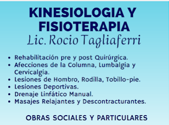 Lic. Rocío Tagliaferri | Kinesiología, Fisioterapia, Lesiones Deportivas, Drenaje