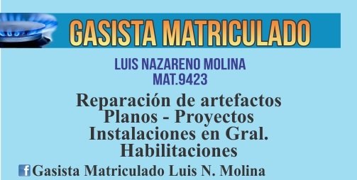 Gasista Matriculado Luis Molina | Instalación, Reparación y Mantenimiento de Gas en Villa Carlos Paz
